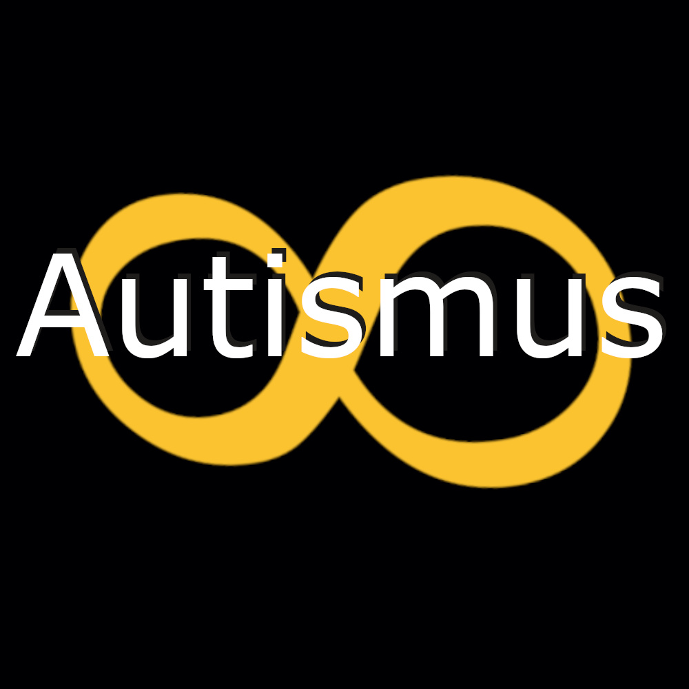 Schriftzug "Autismus" über dem Unendlichkeitszeichen.